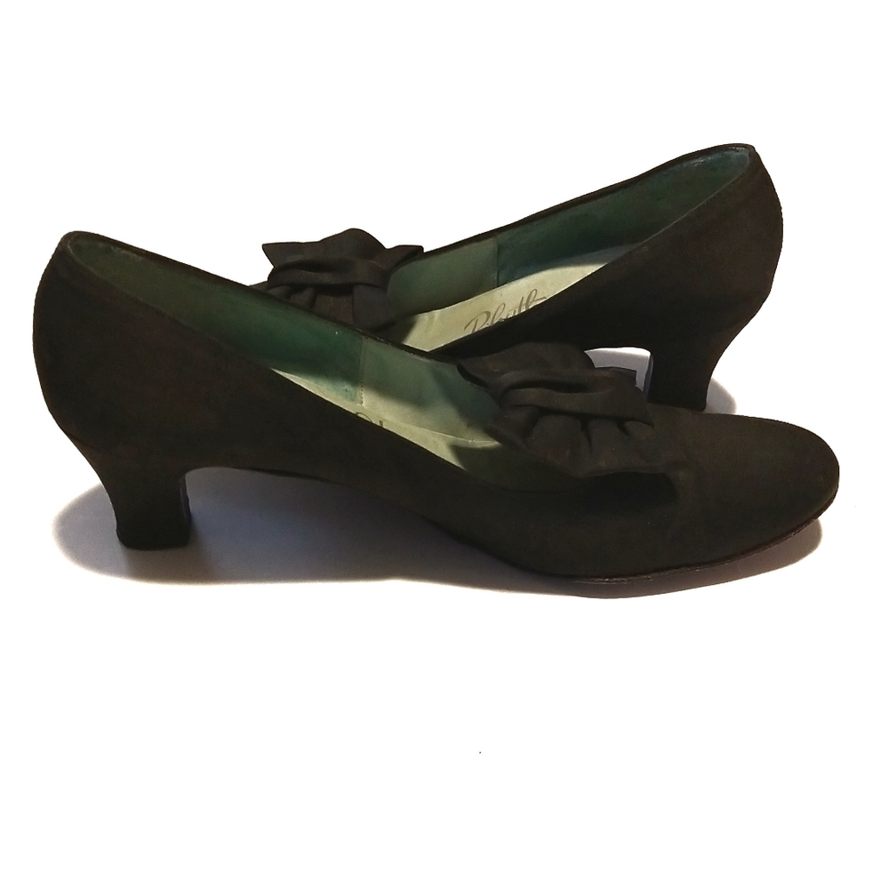 Vtg 30s 40s Rhythm Step green pumps with bo - Picture 6 of 8